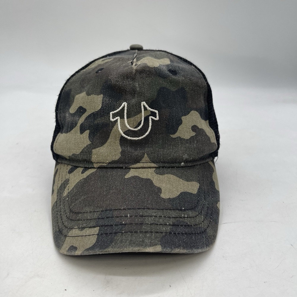 TRUE RELIGION Hat OSFA Outline HS Trucker TR 2329 Camo-Whi CtnPoly Baseball